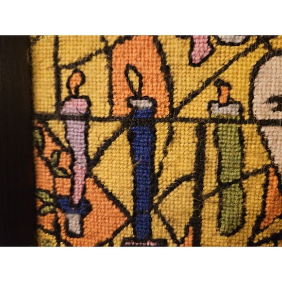 Vintage Professional Framed Needlepoint Religious Christian Christmas 0051010 - Picture 11 of 12